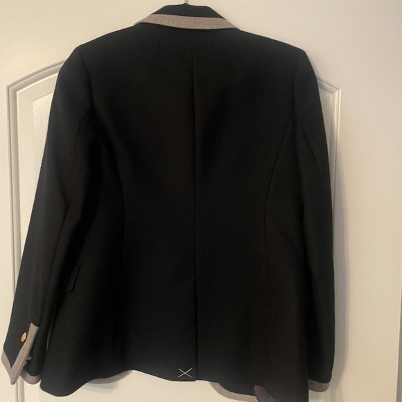 J. Crew Dark Navy Blue with Grey Trim and Gold Buttons Wool Blazer - Picture 3 of 6